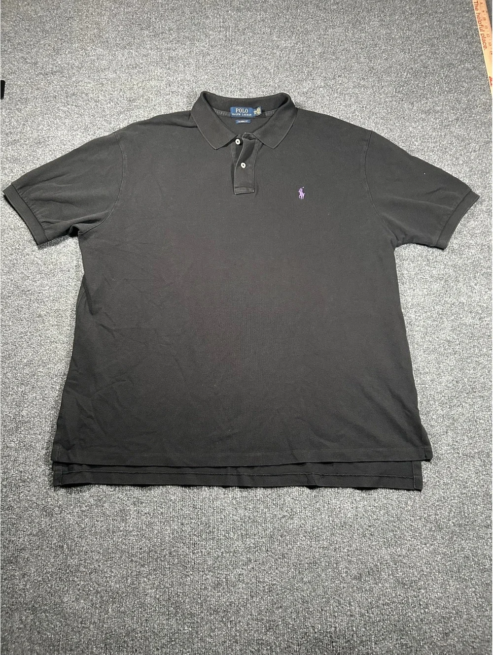 Polo Ralph Lauren Classic Fit Black Polo Shirt with Purple Logo